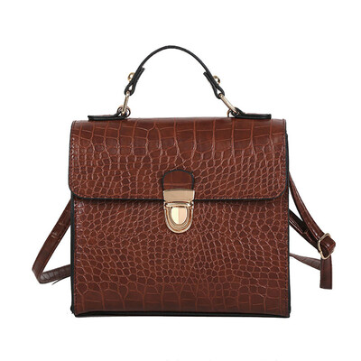 

Women Casual Messenger Bag Solid Flap PU Leather Shoulder Bags Female Vintage Crocodile Pattern Handbags Bolsos Mujer T2G