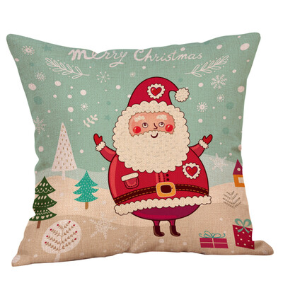 

Siaonvr Cotton Linen Christmas Santa Claus Tree Zipper Closure Pillow Case Throw Cushion