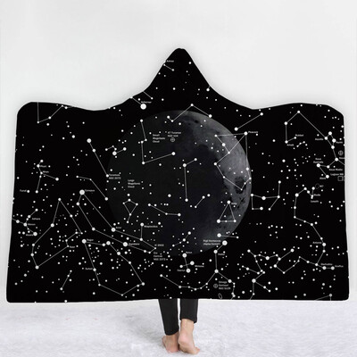 

Toponeto Constellation Map Series Plush Hooded Blanket Lichens Hooded Blanket 150x200cm