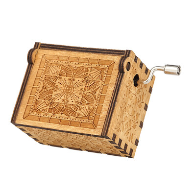 

Vintage Wooden Theme Song Music Box Hand-operated Carved Engraving Music Case Creative Holiday Birthday Gifts for Kids