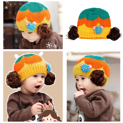 

Cute Winter Kids Girls Boys Kintted Hat Candy Color Block Toddlers Babies Warm Children Beanie Cap