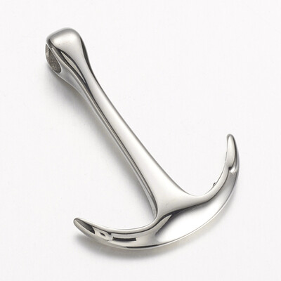 

304 Stainless Steel Pendants Anchor Stainless Steel Color 34x245x6mm Hole 4mm