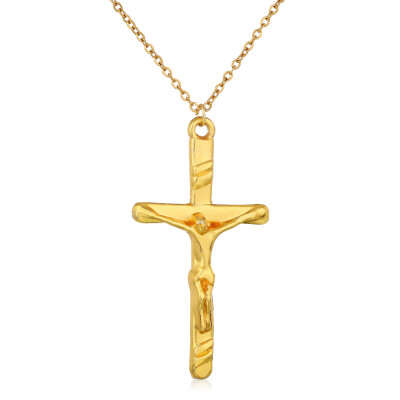 

New Gold Copper CZ Zircon Christian Crosses Pendant Necklace For Women Beautiful Fashion Chains Crucifix Dangle Choker Necklaces