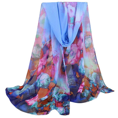 

Gobestart Fashion Lady Women Floral Prints Shawl Chiffon Scarf