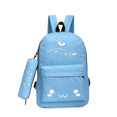 

Casual Cartoon Canvas Backpack Large Capacity Girls Students School Bags Send Pencil Bag