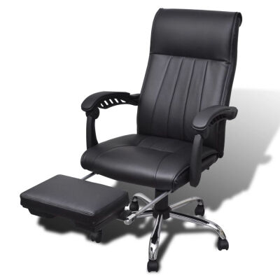 

Black Artificial Leather Office Chair with Adjustable Footrest