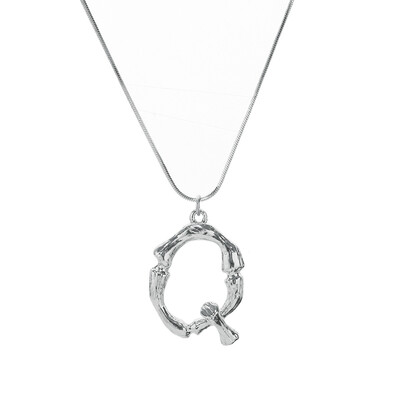 

Silvery Initial Letters Necklace Women Color Chain 2018 Fashion Long Necklaces Big Pendant Statement Necklace Collier Femme