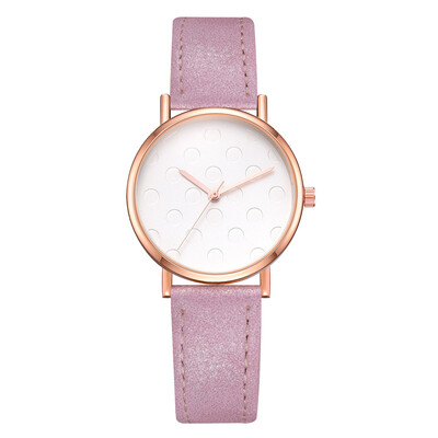 

Korean version of the simple casual alloy watch wish new best selling dot PU leather ladies quartz watch