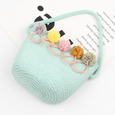 

Children Girl Straw Bag Zip Top Holiday Beach Casual Bucket Crossbody Bag Purses Shoulder Bag