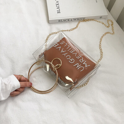 

Personality transparent chain oblique scorpion female bag female 2019 new fashion letter shoulder bag chic fairy handbag