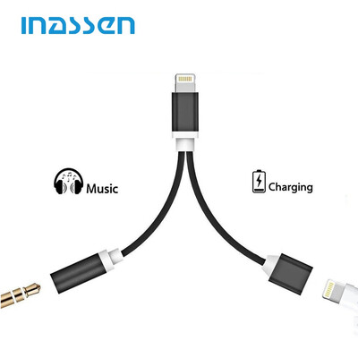 

iNassen 2 in 1 Lightning to 35mm Audio Adapter Lightning Charger 35mm Aux Headphone Jack Adapter for iphone 77 plus 88 plus X