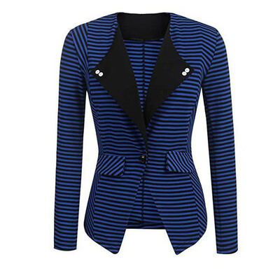 

Womens Casual Slim Cardigan Suit Coats Tops Striped Lapel Long Sleeve Outwear