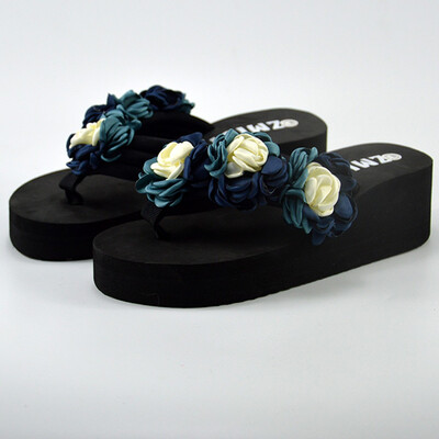 

Rose Women Muffin Wedge Slippers Sandals Home Bathroom Beach Flip Flops Shoes