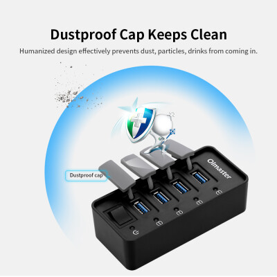 

OImaster 4 Ports USB30 Hub 5Gbps High Speed Hub Fast Charging Support WindowsXPLinuxMacMix with Dustproof Cap