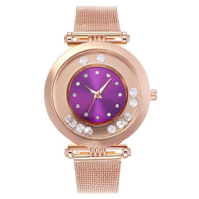 

Explosion models luxury womens watch alloy mesh with rhinestone quicksand quartz watch with the same paragraph