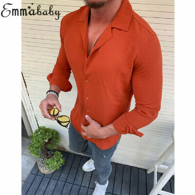 

Mens Long Sleeve Linen Tight Shirt Casual Shirt Breathable Soft V-Neck Tops