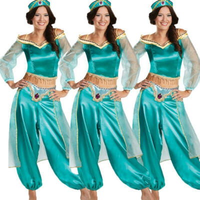 

Indian Aladdin Jasmine Princess Cosplay Women Girl Fancy Dress Up Party Costume Sets No Hat