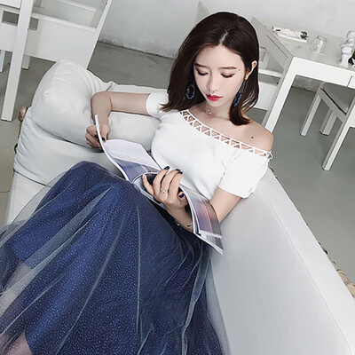 

Womens Off Shoulder Top Fashion Solid Short Sleeve Knitted Sexy Pullover T-Shirt