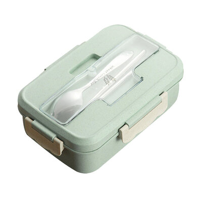 

1000ml Bento Lunch Box Spoon Chopstick Set Wheat Straw Food Storage Container
