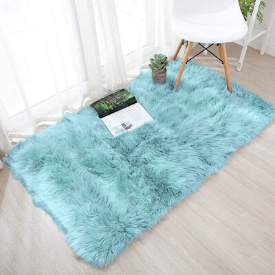 

Gobestart Wool Imitation Sheepskin Rugs Faux Non Slip Bedroom Shaggy Carpet Mats