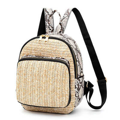 

Tailored Women Ladies Fashion Patchwork Straw Shoulder Handbag Backpack Casual Bags