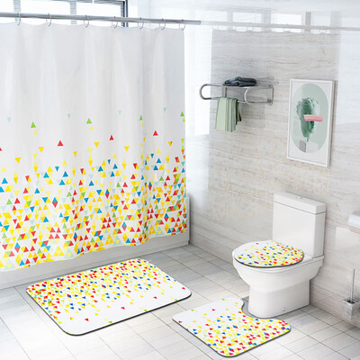

〖Follure〗4PCS Non Slip Toilet Polyester Cover Mat Set Bathroom Shower Curtain