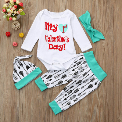 

Newborn Infant Baby Boy Girl Letter Romper PantsHat Valentines Day Outfit Set