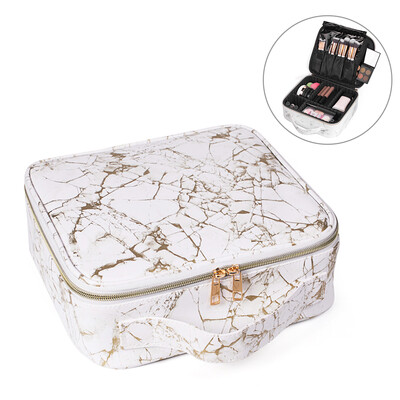 

Marble Makeup Bag Portable Travel Pouch Large Cosmetic Case with Adjustable Dividers