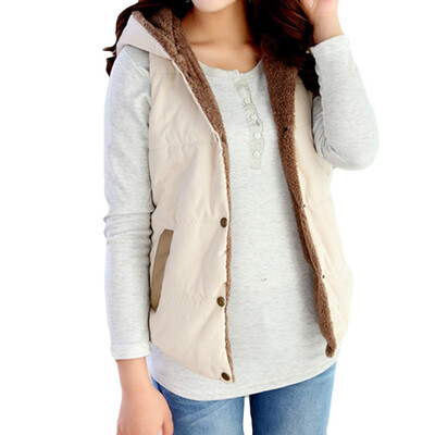 

Roseonmyhand Women Hooded Vest Outwear Lady Warm Coat Long Thick Cotton Padded Slim Jacket