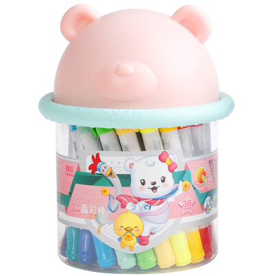 

TRUECOLOR 36 color bucket students can wash crystal color stick children rotating oil pastels crayons painting pen cool