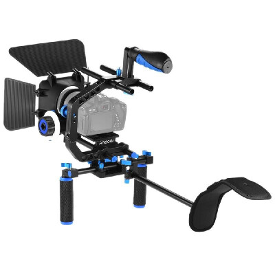 

Andoer D102 Aluminum Alloy Camera Camcorder Video Cage Kit Film Making System with Cage Shoulder Pad 15mm Rod Matte Box Follow Foc