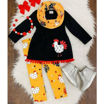 

USA Toddler Kid Baby Girl Thanksgiving Outfit Clothes Dress Tops Leggings Pants