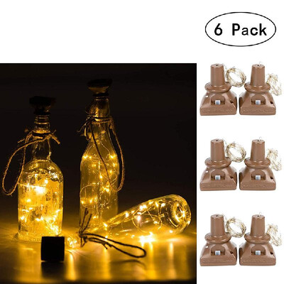 

Solar Powered Wine Bottle Lights 6 Packs of 20 LED Waterproof Square Cork Lights Fairy Lights Birthday Party Christmas Outdoor