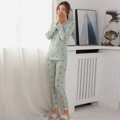 

Women 2pcsSet Sleepwear TopsPants Plus Size Comfortable V-Neck Slim Nightwear