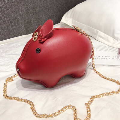 

Pig bag on a new small bag 2019 new wave Korean version of the wild Messenger bag chain funny shoulder bag mobile phone bag