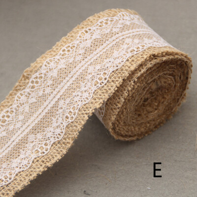 

Gobestart Wedding Party Decor Rustic Vintage Lace Edged Jute Hessian Burlap Ribbon Roll A