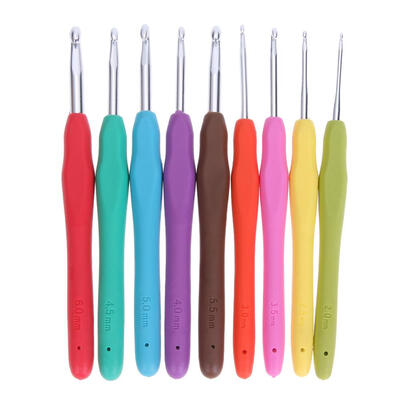 

9pcsset TPR Handle Sewing Needles Crochet Hooks DIY Weaving Knitting Tools