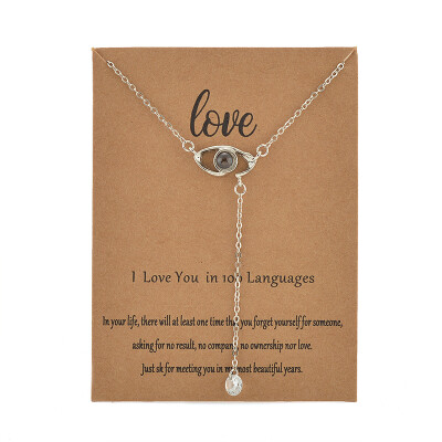 

With Card Eye 100 Language I love You Necklace For Women Wedding Letter Necklace Jewelry Drop Shipping