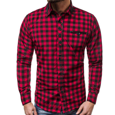 

Tailored Mens Casual Slim Plaid Long Sleeve Pockets Shirts Top Beach Blouse