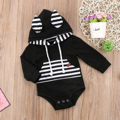 

Newborn Baby Romper Hooded Jumpsuit Boys Girls Bodysuit Clothes Outfits