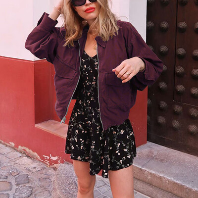 

Womens Solid Long Sleeve Coat Casual Autumn Zipper Lapel Collar Outwear Jacket