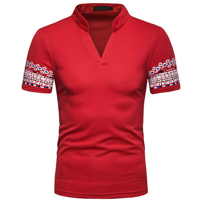 

Fashion Men Slim Fit Shirts Short Sleeve Casual V Neck T-shirt Tees Tops
