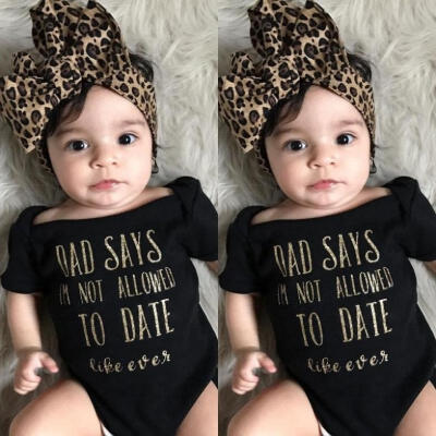 

Summer Newborn Infant Baby Girls Romper Bodysuit Jumpsuit Leopard Headband 2pcs Clothes