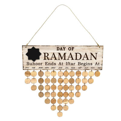 

Muslim Eid Mubarak Wood Countdown Calendar Ramadan Remind Hanging Pendant