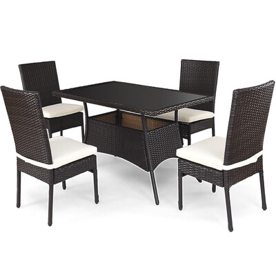 

5 Piece Outdoor Patio Rattan Dining Furniture Set