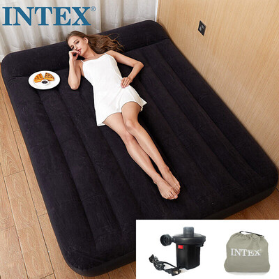 

INTEX built-in pillow air mattress camping air bed outdoor mats home lunch break recliner double folding bed 13719123cm give air pump 66768
