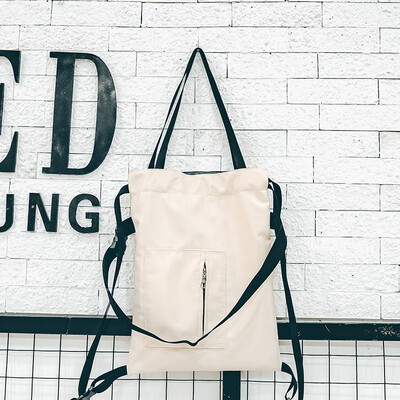 

Bundle bag double shoulder bag female college student bag chic harbor taste multi-use Sen line canvas ancient draw rope backpack i