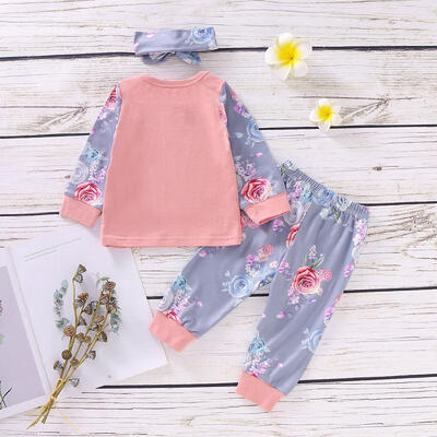 

Newborn Baby Girl Boy Floral Long Sleeve Bodysuit Tops Pants Headband 3Pcs Toddler Outfits Clothes Set