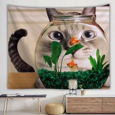 

Gobestart Cat Animal Pet Tapestry Art Wall Hanging Sofa Table Bed Cover Home Decor