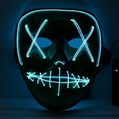 

Adults Halloween Green LED Light Up Mask Halloween Costume Supplies for Festival Masquerade Cosplay Party Performance